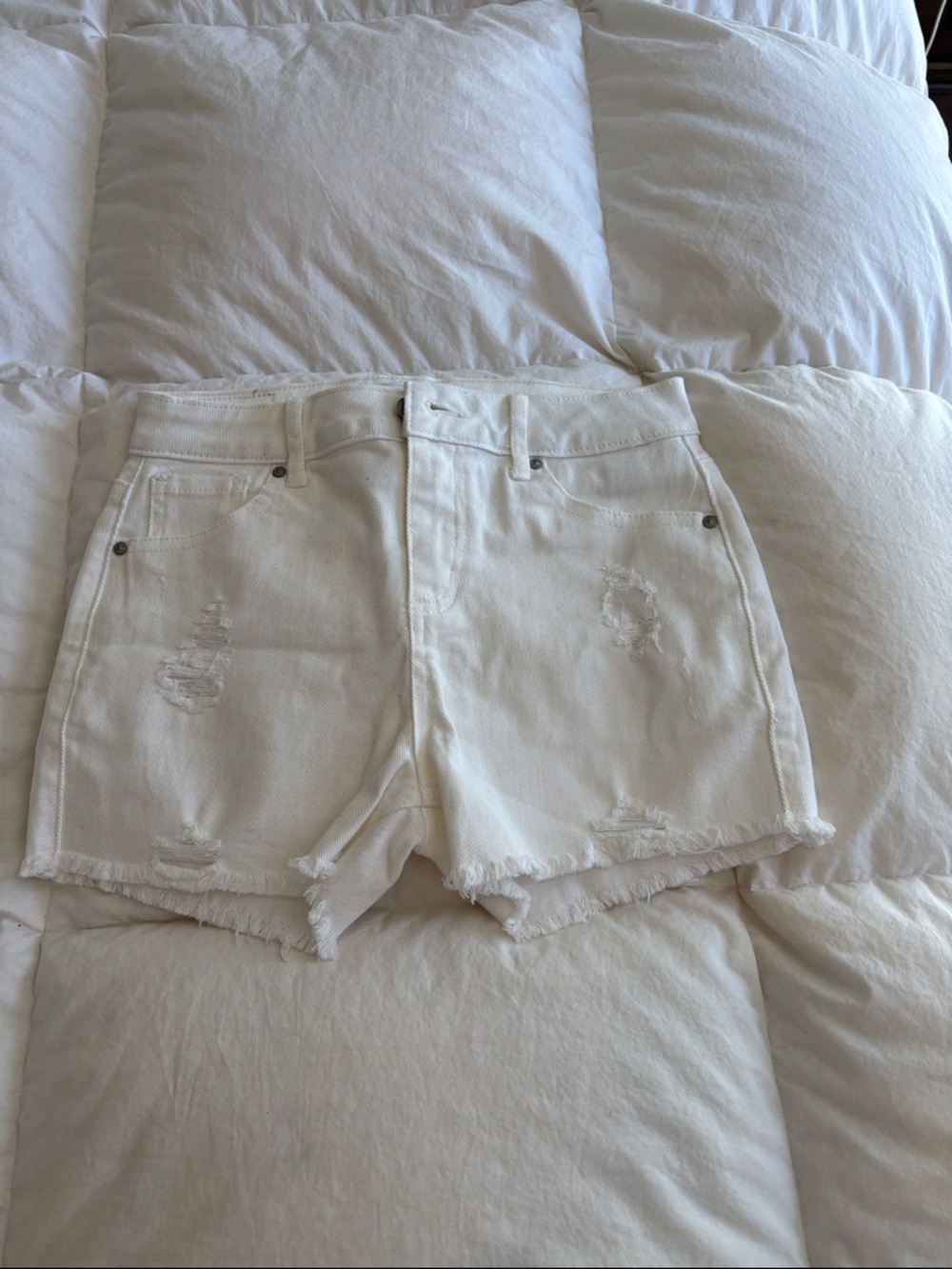 RSQ White Distressed High-Rise Jean Shorts